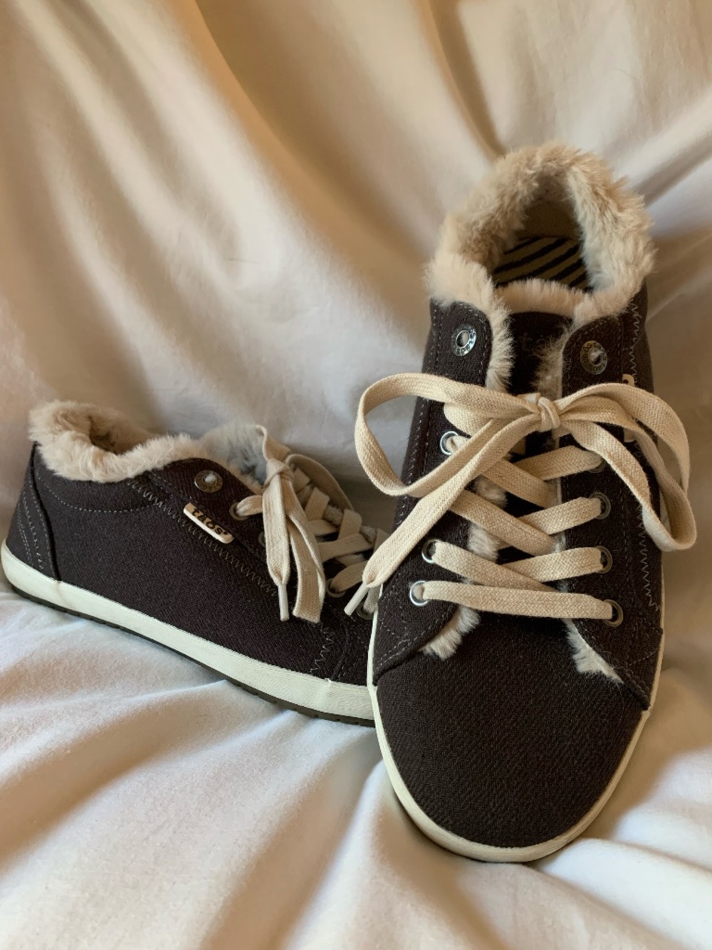 Taos Footwear 'Starline'  dark brown faux fur trimmed sneakers
